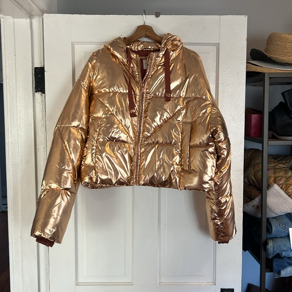 Gold puffer jacket - Anthropologie Avec Les Filles gold puffer jacket